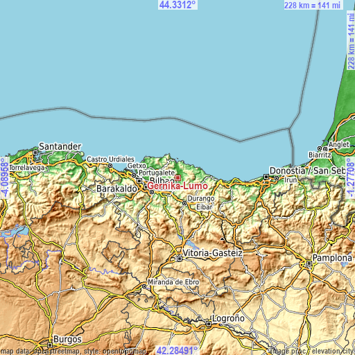 Topographic map of Gernika-Lumo