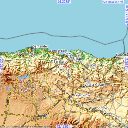 Topographic map of Güeñes