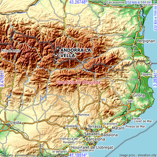 Topographic map of Guardiola de Berguedà