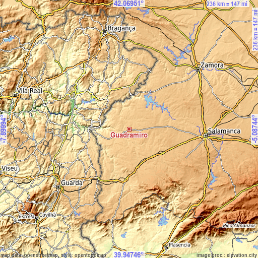 Topographic map of Guadramiro