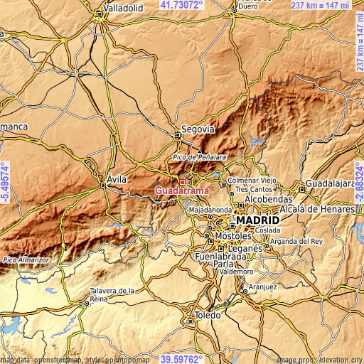 Topographic map of Guadarrama