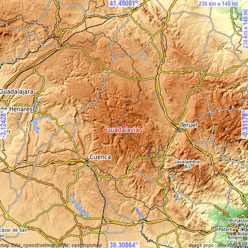 Topographic map of Guadalaviar