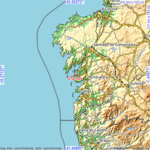 Topographic map of O Grove