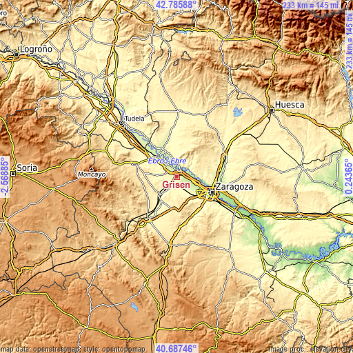 Topographic map of Grisén