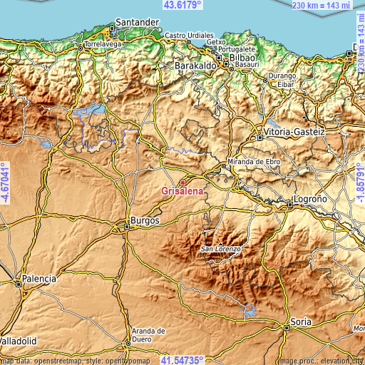 Topographic map of Grisaleña