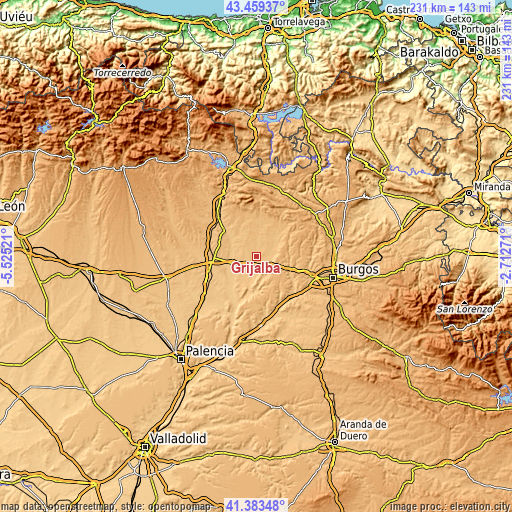 Topographic map of Grijalba