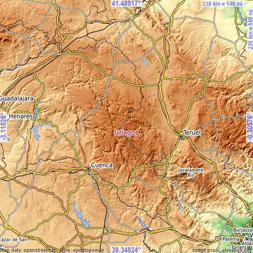 Topographic map of Griegos