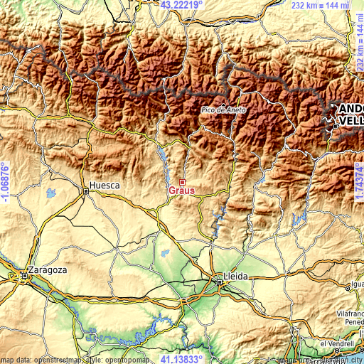 Topographic map of Graus