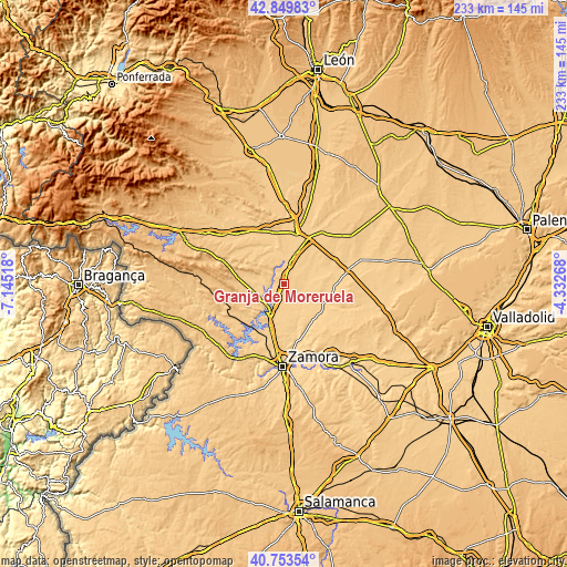 Topographic map of Granja de Moreruela