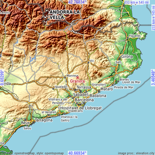 Topographic map of Granera