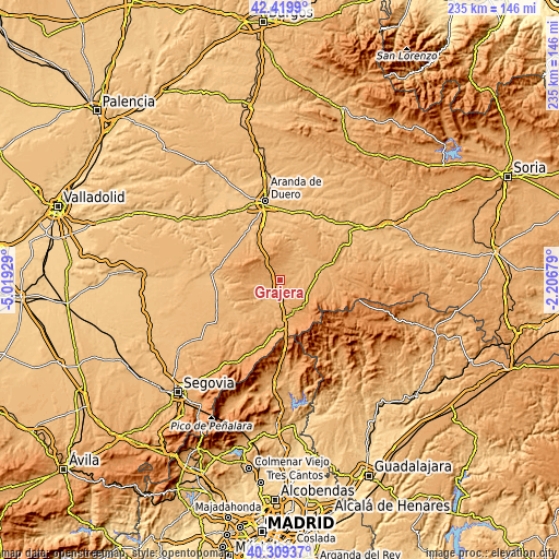 Topographic map of Grajera