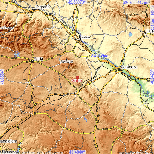 Topographic map of Gotor