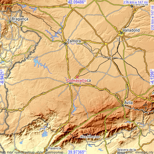 Topographic map of Gomecello