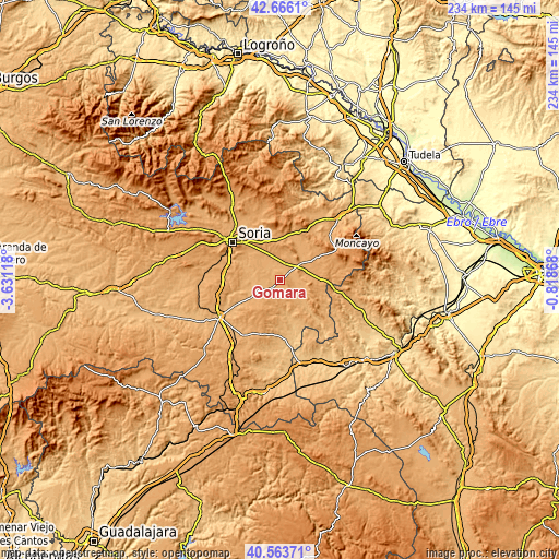 Topographic map of Gómara