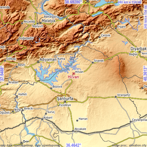 Topographic map of Hilvan