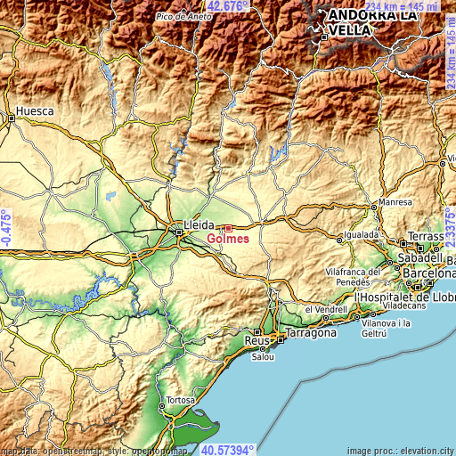 Topographic map of Golmés