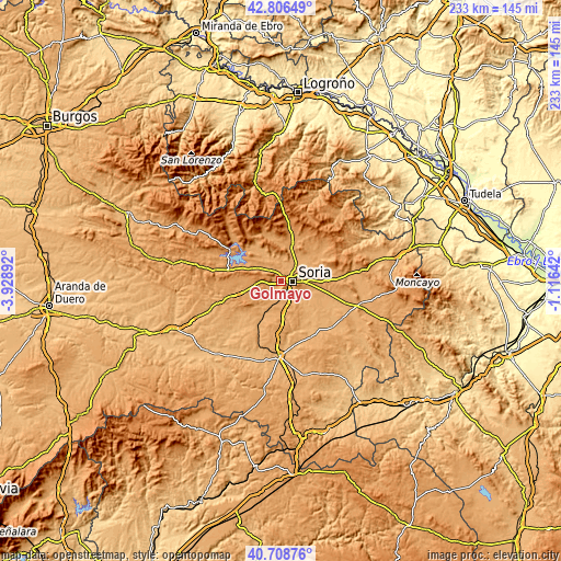 Topographic map of Golmayo