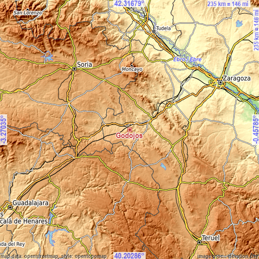 Topographic map of Godojos