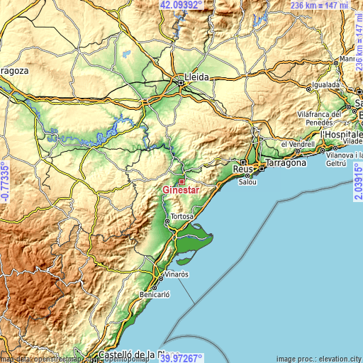 Topographic map of Ginestar