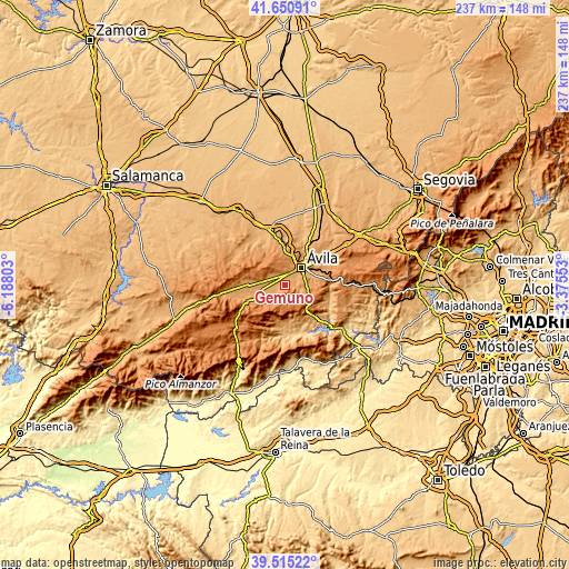 Topographic map of Gemuño