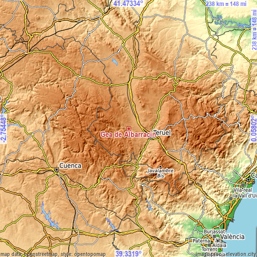 Topographic map of Gea de Albarracín