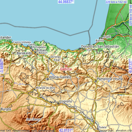 Topographic map of Gabiria