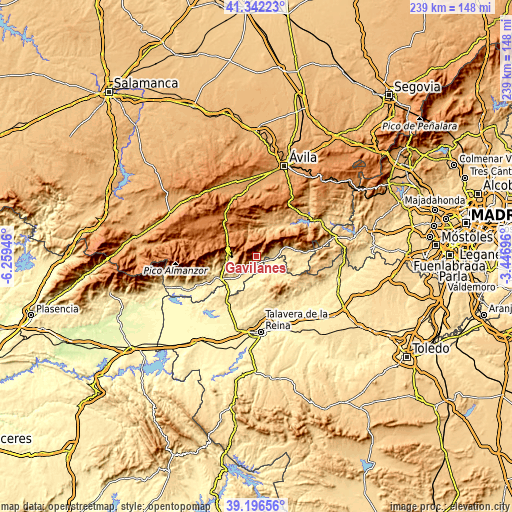 Topographic map of Gavilanes