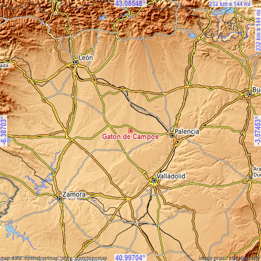 Topographic map of Gatón de Campos