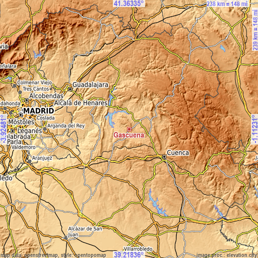 Topographic map of Gascueña