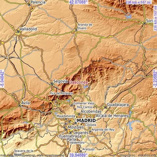 Topographic map of Gascones