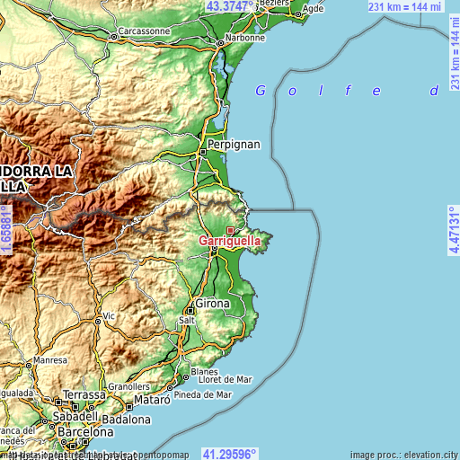 Topographic map of Garriguella