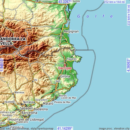 Topographic map of Garrigàs