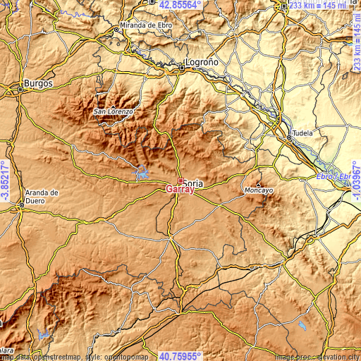 Topographic map of Garray