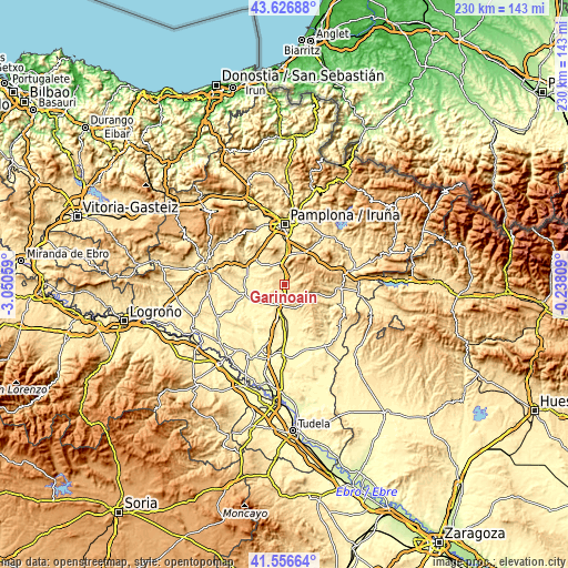 Topographic map of Garínoain