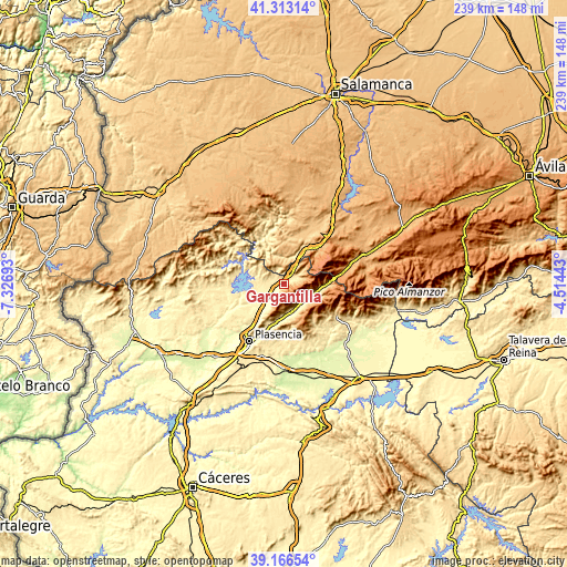 Topographic map of Gargantilla