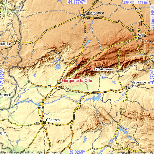 Topographic map of Garganta la Olla