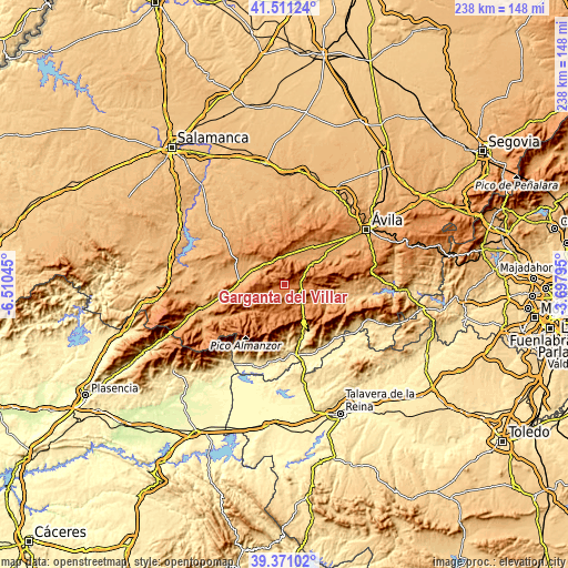 Topographic map of Garganta del Villar