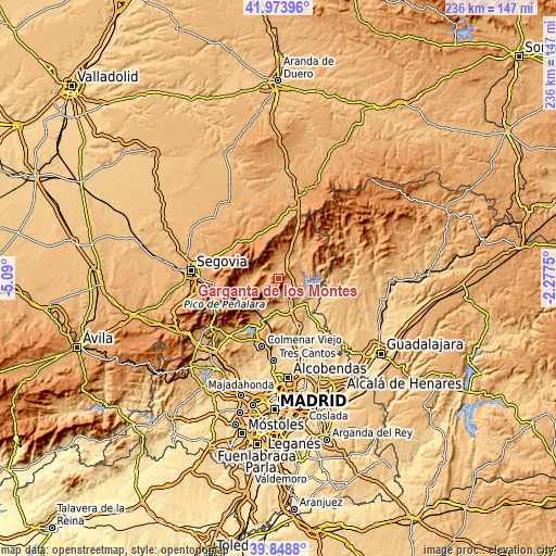 Topographic map of Garganta de los Montes