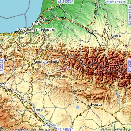 Topographic map of Garde