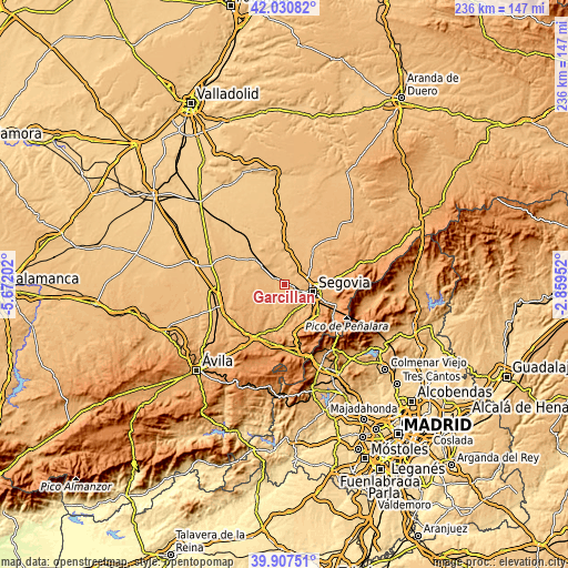 Topographic map of Garcillán