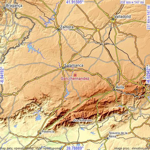 Topographic map of Garcihernández