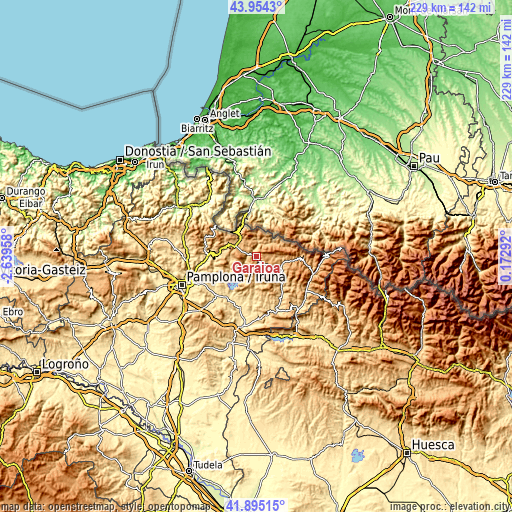 Topographic map of Garaioa