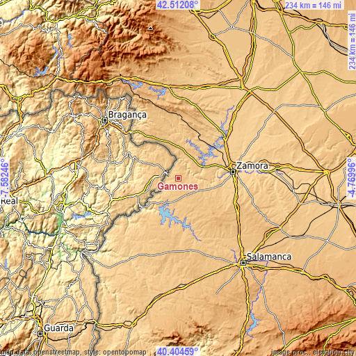 Topographic map of Gamones