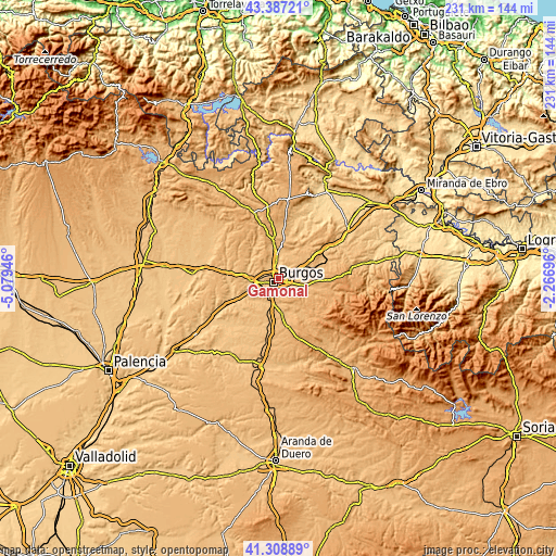 Topographic map of Gamonal