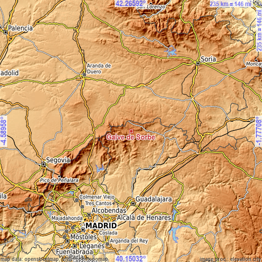 Topographic map of Galve de Sorbe