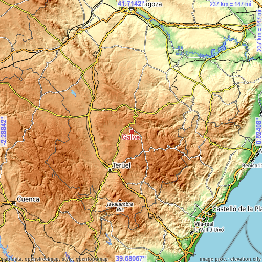 Topographic map of Galve