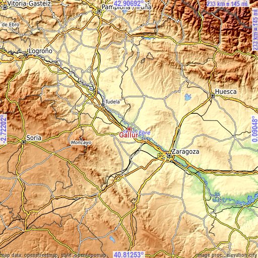 Topographic map of Gallur