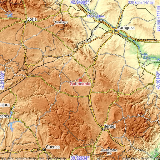 Topographic map of Gallocanta