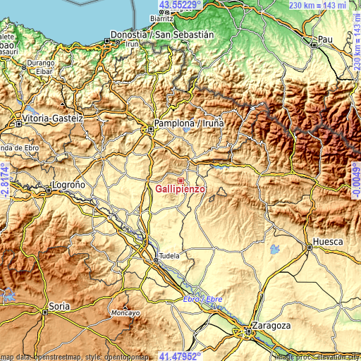 Topographic map of Gallipienzo