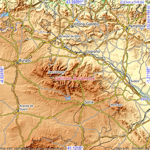 Topographic map of Gallinero de Cameros